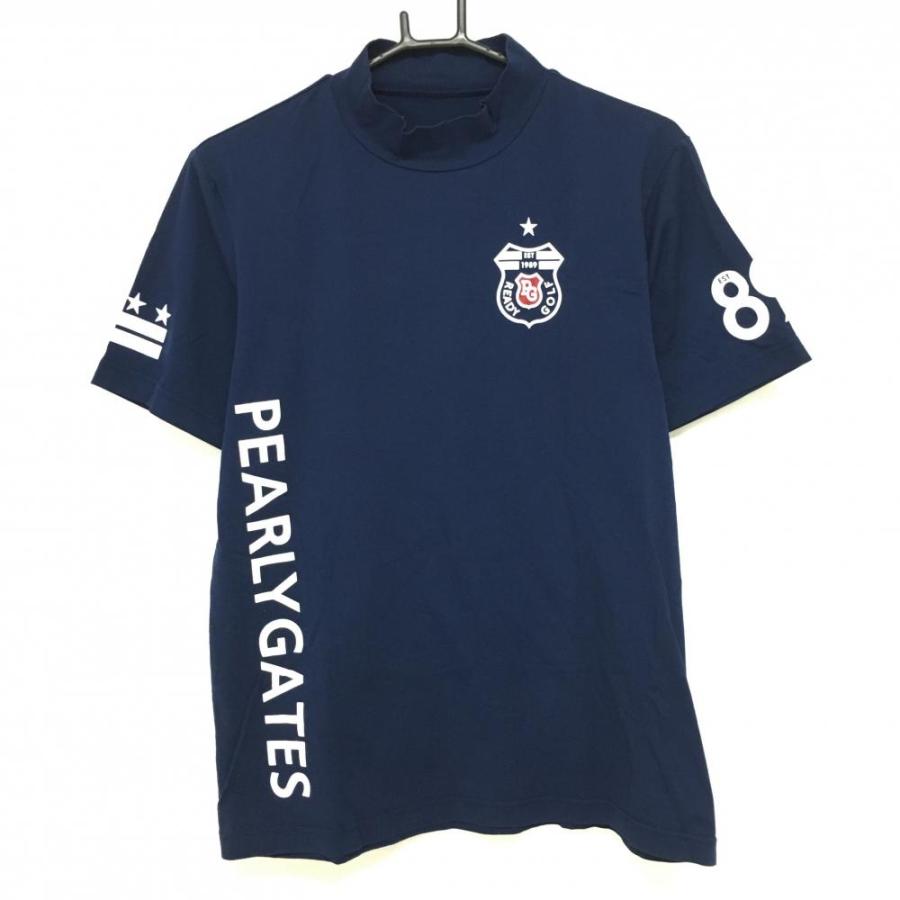 PEARLYGATES ネイビー ハイネックシャツ 美品】パーリーゲイツ 長袖ハイネックシャツ ネイビー×ダークネイビー