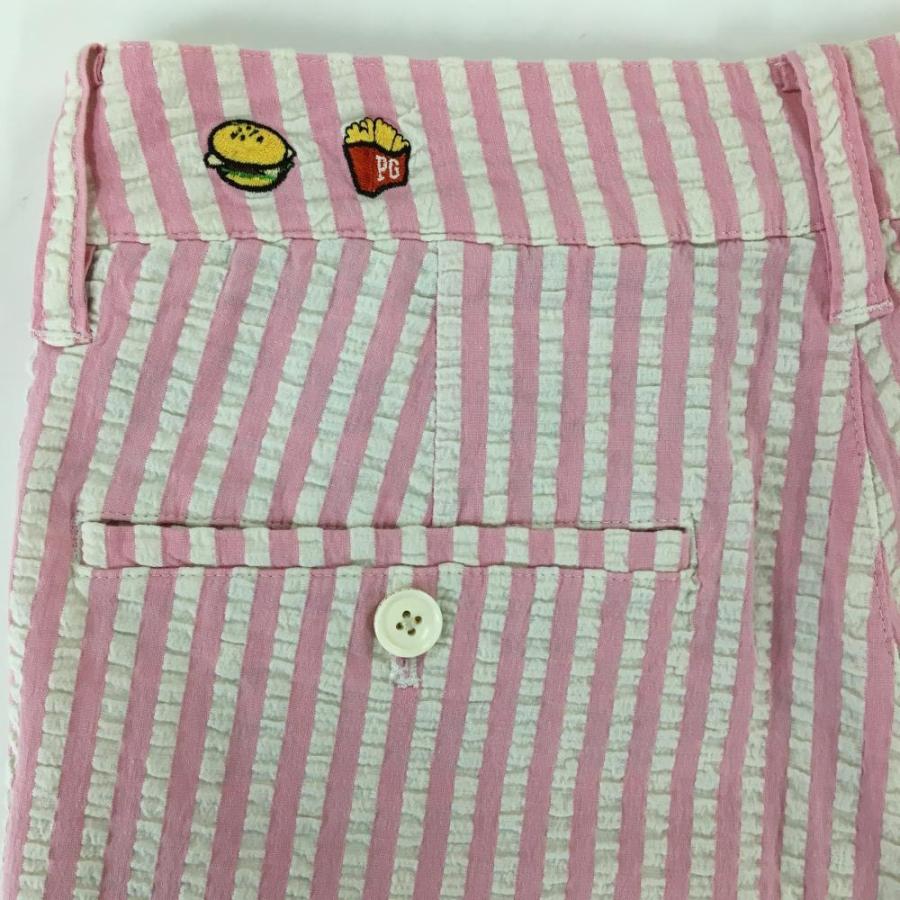 美品】パーリーゲイツ ショートパンツ ピンク×白 ストライプ