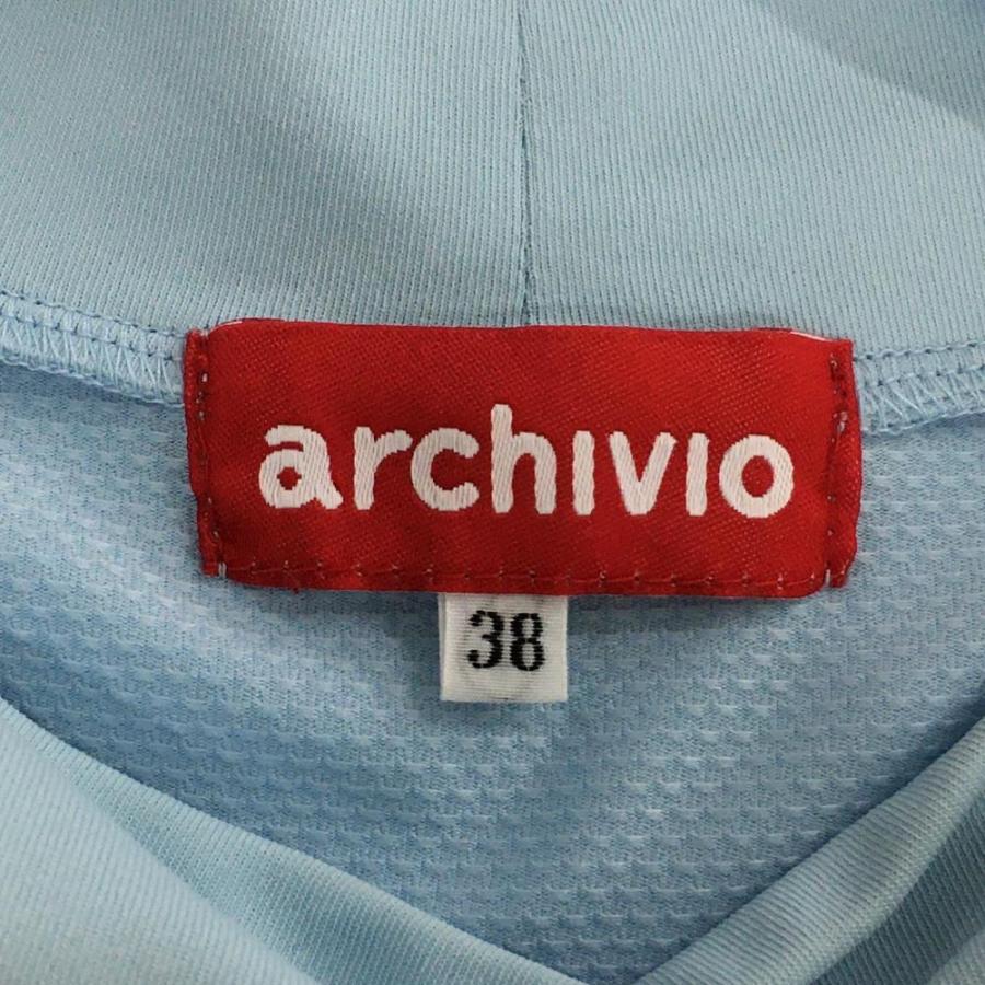 【未着用】アルチビオ archivio レディース 長袖シャツ タグ付き 36 archivio（アルチビオ） 長袖ハイネックシャツ ライトブルー×白 ロゴ