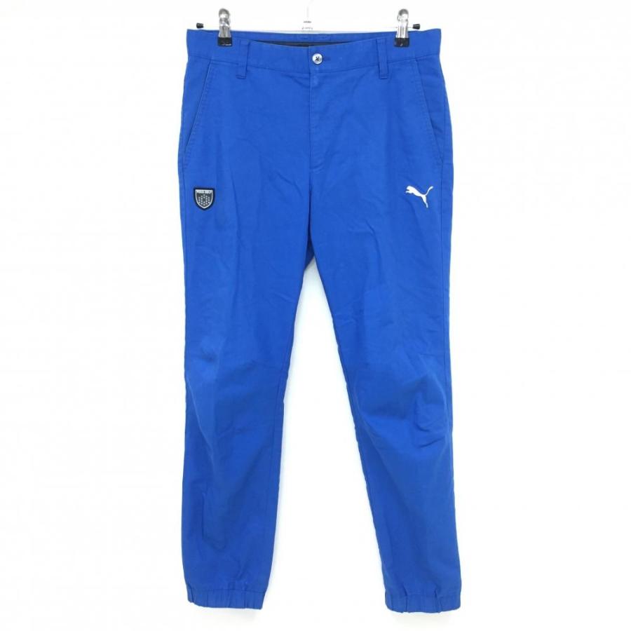 PUMA プーマ ジョガーパンツ ブルー ロゴシルバー メンズ M ゴルフ