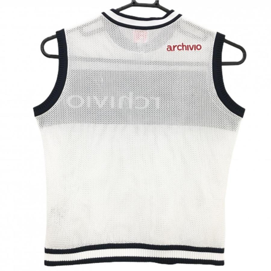 archivio ニットベスト ホワイト archivio（アルチビオ） 【美品】アルチビオ ニットベスト 白×ネイビー