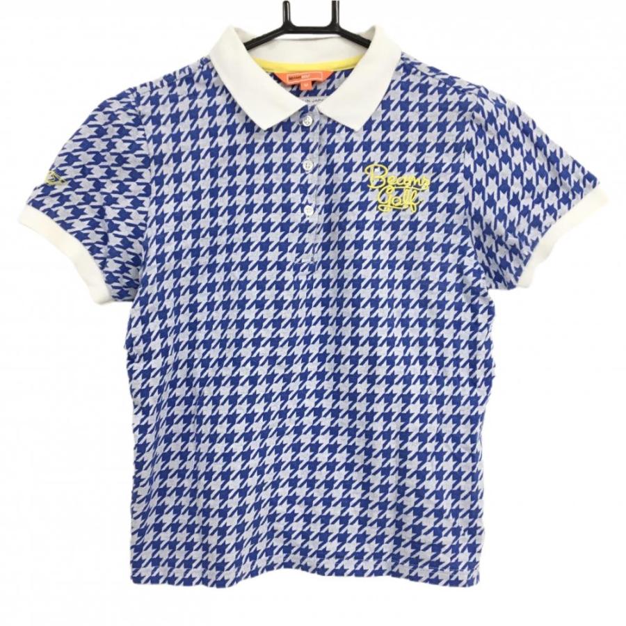 BEAMS GOLF（ビームス ゴルフ） 半袖ポロシャツ ブルー×白 千鳥格子