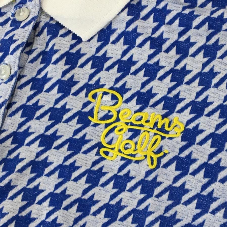 BEAMS GOLF（ビームス ゴルフ） 半袖ポロシャツ ブルー×白 千鳥格子 