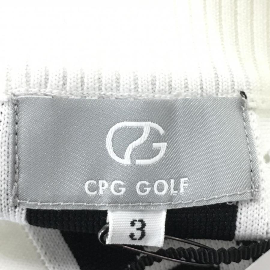 Yahooo/CPGベスト 新品】CPG ニットベスト 白 ロゴ黒 透かし編み 立体ロゴ レディース 3