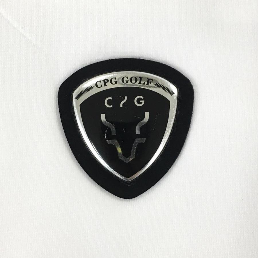 新品】CPG ノースリーブハイネックシャツ 白×黒 立体ロゴ ネック後ろ