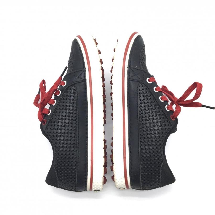 ♩ 未使用 CROCS クロックス ゴルフシューズ 26cm M8 黒/赤 美品】クロックス ゴルフシューズ 黒×レッド スパイクレス メッシュ調