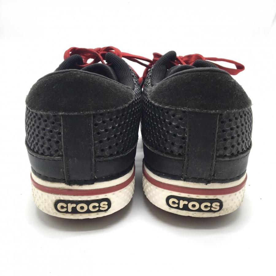 美品】クロックス ゴルフシューズ 黒×レッド スパイクレス メッシュ調
