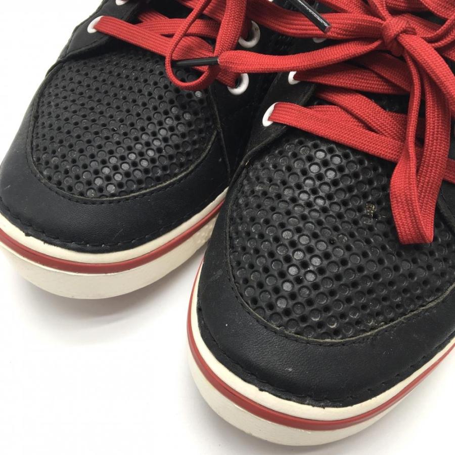 美品】クロックス ゴルフシューズ 黒×レッド スパイクレス メッシュ調
