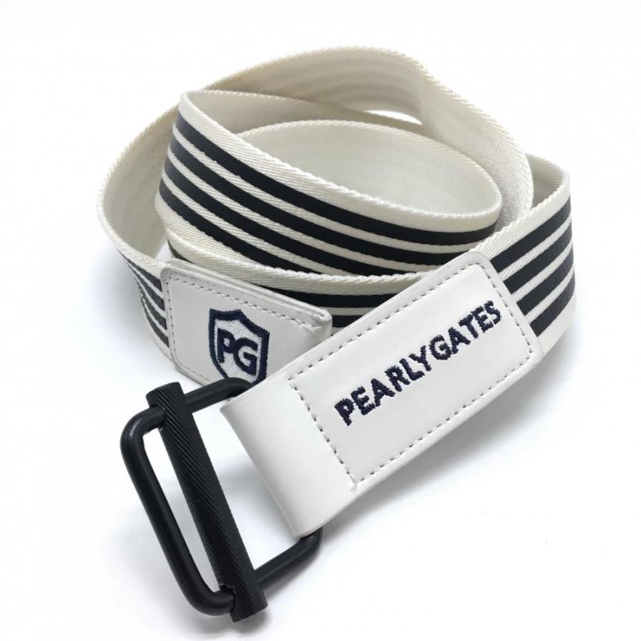 PEARLY GATES（パーリーゲイツ） ベルト 白×黒 ボーダー メンズ ゴルフ