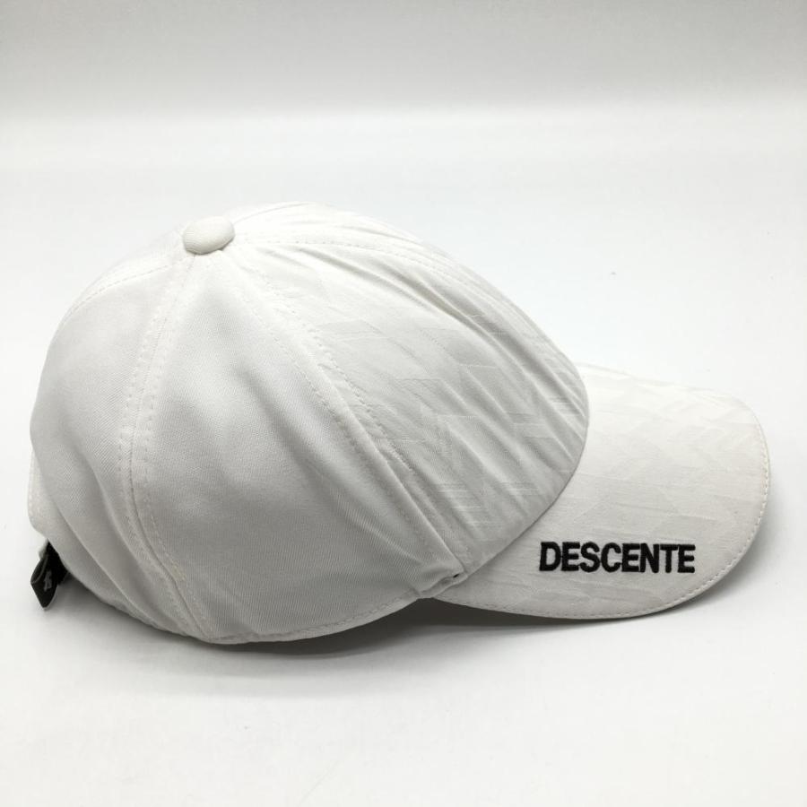 DESCENTE GOLF デサントゴルフ キャップ 白 総柄地模様 ロゴ刺しゅう