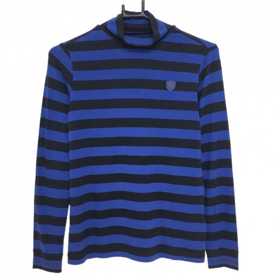 PEARLY GATES 【美品】パーリーゲイツ 長袖ハイネックシャツ 黒×ブルー