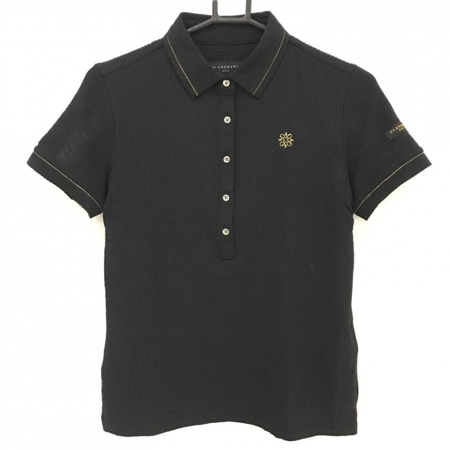 St ANDREWS セントアンドリュース 半袖ポロシャツ 黒×ゴールド