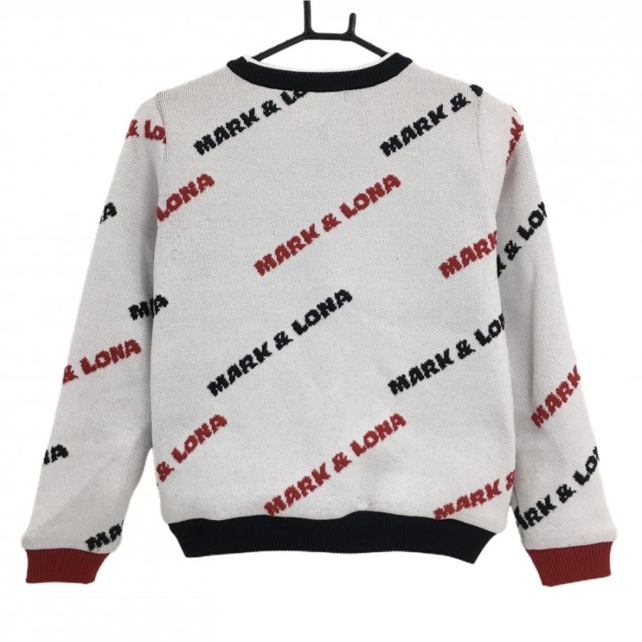 新品 ★ MARK&LONA ニット セーター マーク&ロナ 正規品 ブルゾン MARK&LONA（マークアンドロナ） セーター 白×レッド ロゴ総柄 ニット