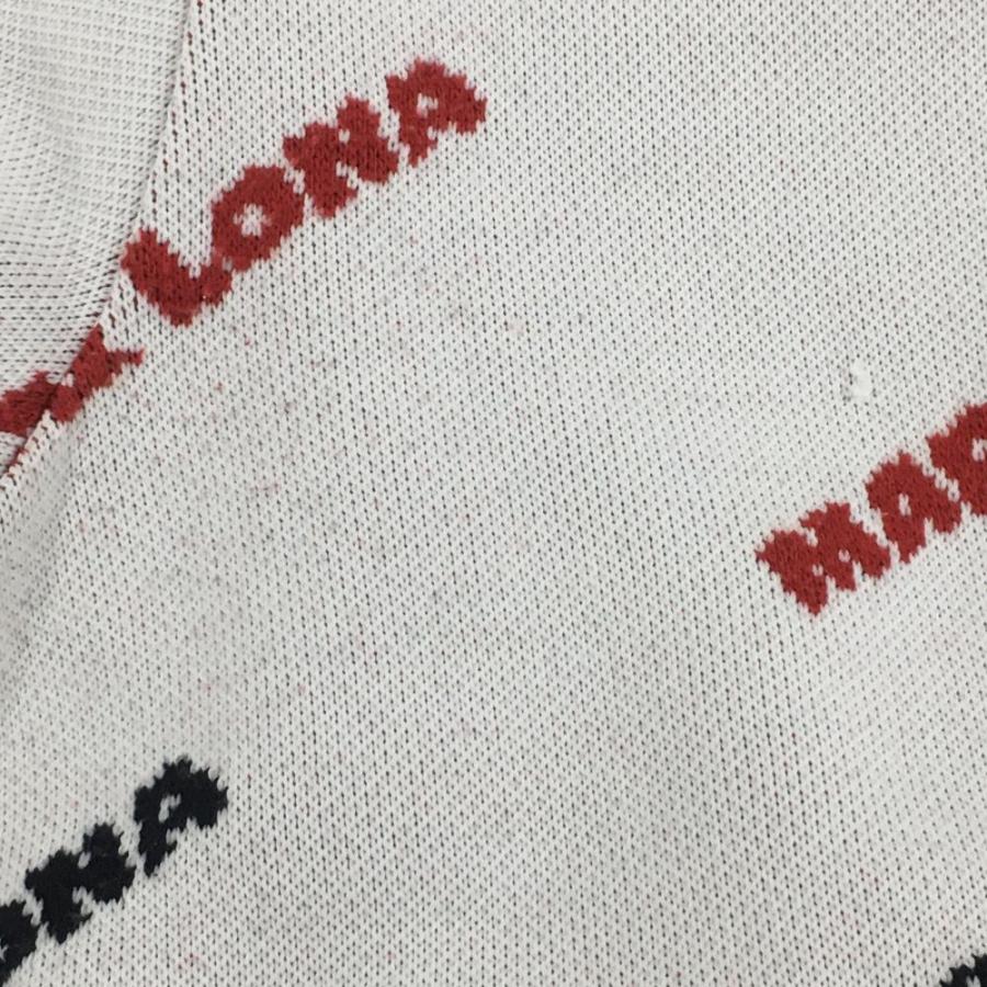 MARK&LONA（マークアンドロナ） セーター 白×レッド ロゴ総柄 ニット