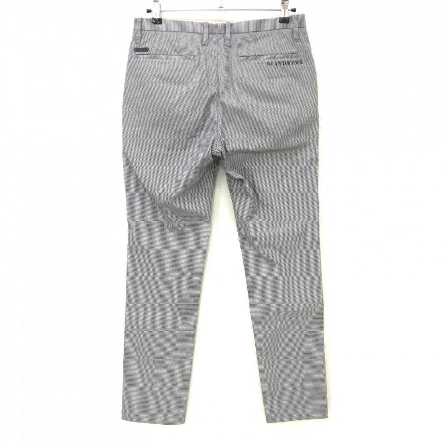 美品　セントアンドリュース　パンツ　総柄　黒　白　M〜L相当　コットン素材 St ANDREWS 【美品】セントアンドリュース パンツ 白×黒 織生地 メンズ