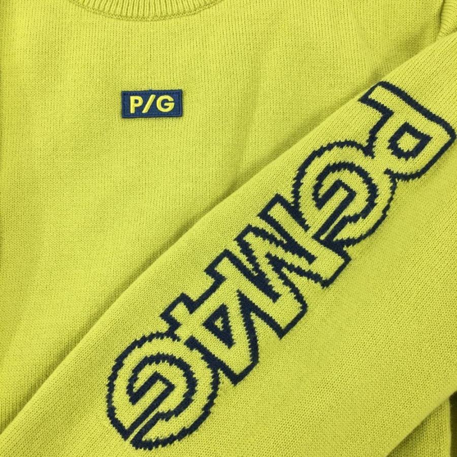 【超美品】パーリーゲイツ ツインセーター ライムグリーン×ネイビー 裏地付セーター ウール混  メンズ 6(XL) ゴルフウェア PEARLY GATESの画像