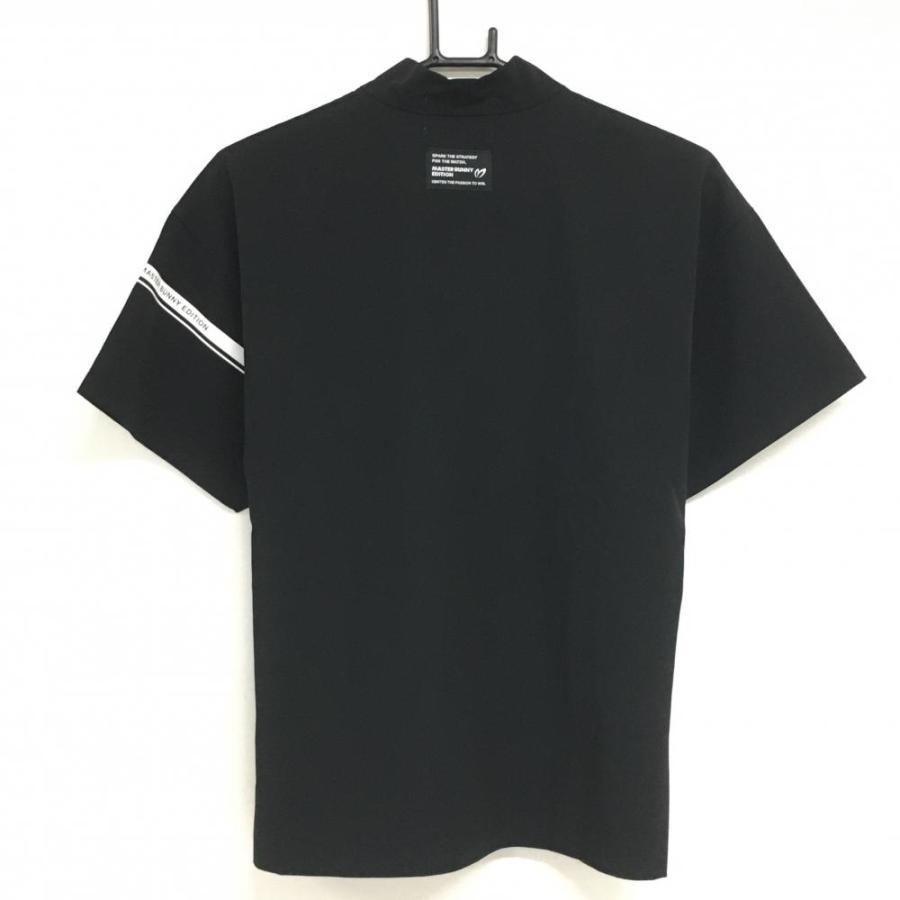 【超美品】マスターバニー 半袖ハイネックシャツ 黒 ロゴ白 レディース 1(M) ゴルフウェア 2024年モデル MASTER BUNNY EDITIONの画像