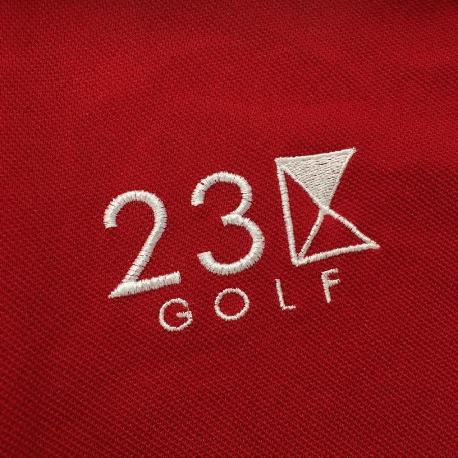 23区GOLF 23区ゴルフ 長袖ポロシャツ レッド ロゴ白 ボタンダウン