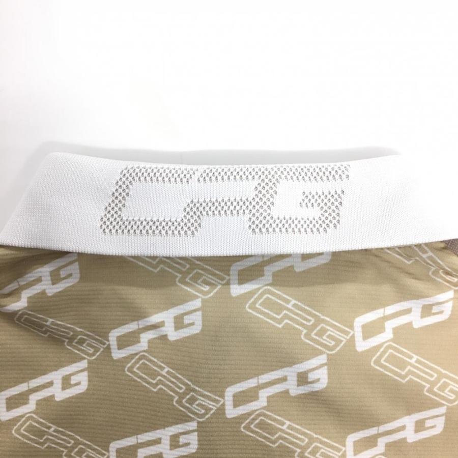 超美品】CPG 半袖ポロシャツ ベージュ×白 ロゴ総柄 ワッペン メンズ 2