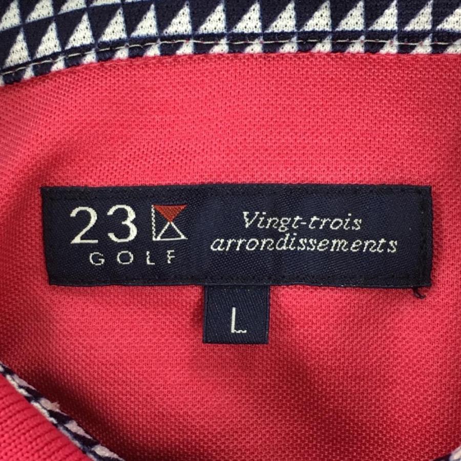 23区GOLF 【超美品】23区ゴルフ 半袖ポロシャツ ピンク×ネイビー 襟