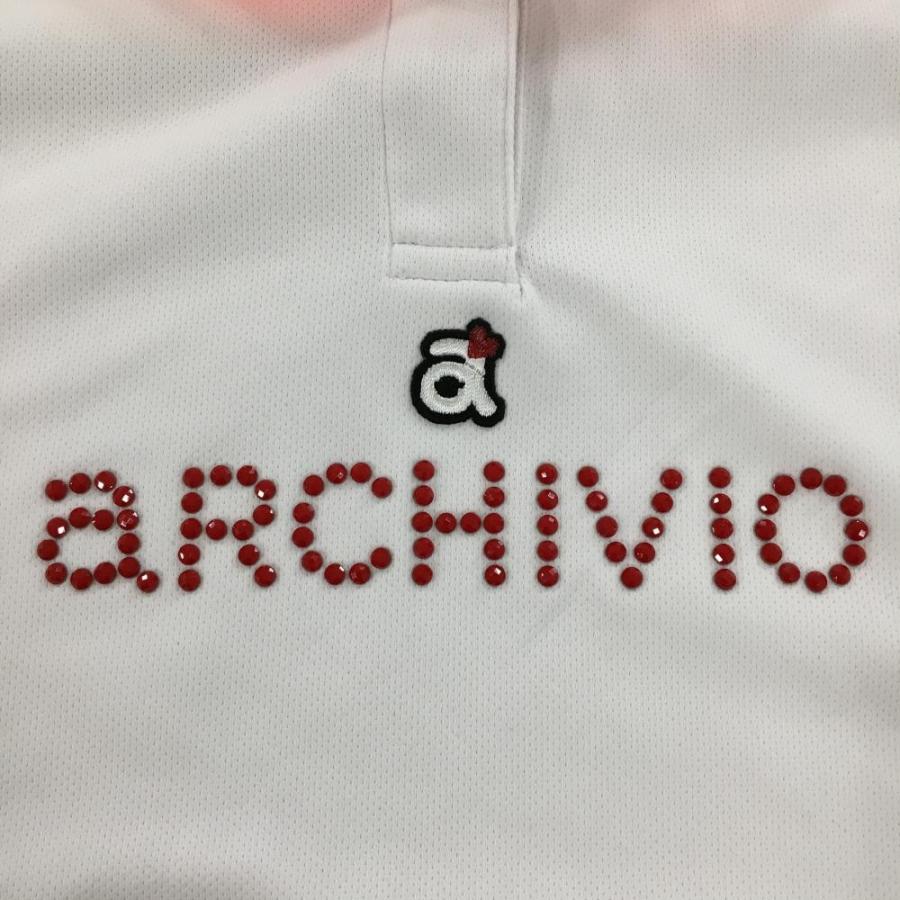 archivio（アルチビオ） 半袖ポロシャツ 白×蛍光オレンジ フロントロゴ