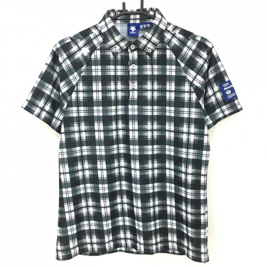 激レア　デサントゴルフ DESCENTE GOLF ポロシャツ 中田英寿着用 DESCENTE GOLF 【超美品】デサントゴルフ 半袖ポロシャツ 黒×白