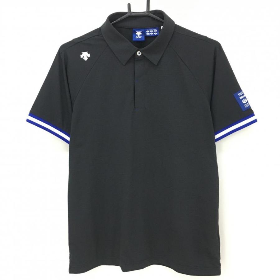 DESCENTE GOLF 【超美品】デサントゴルフ 半袖ポロシャツ 黒×ブルー