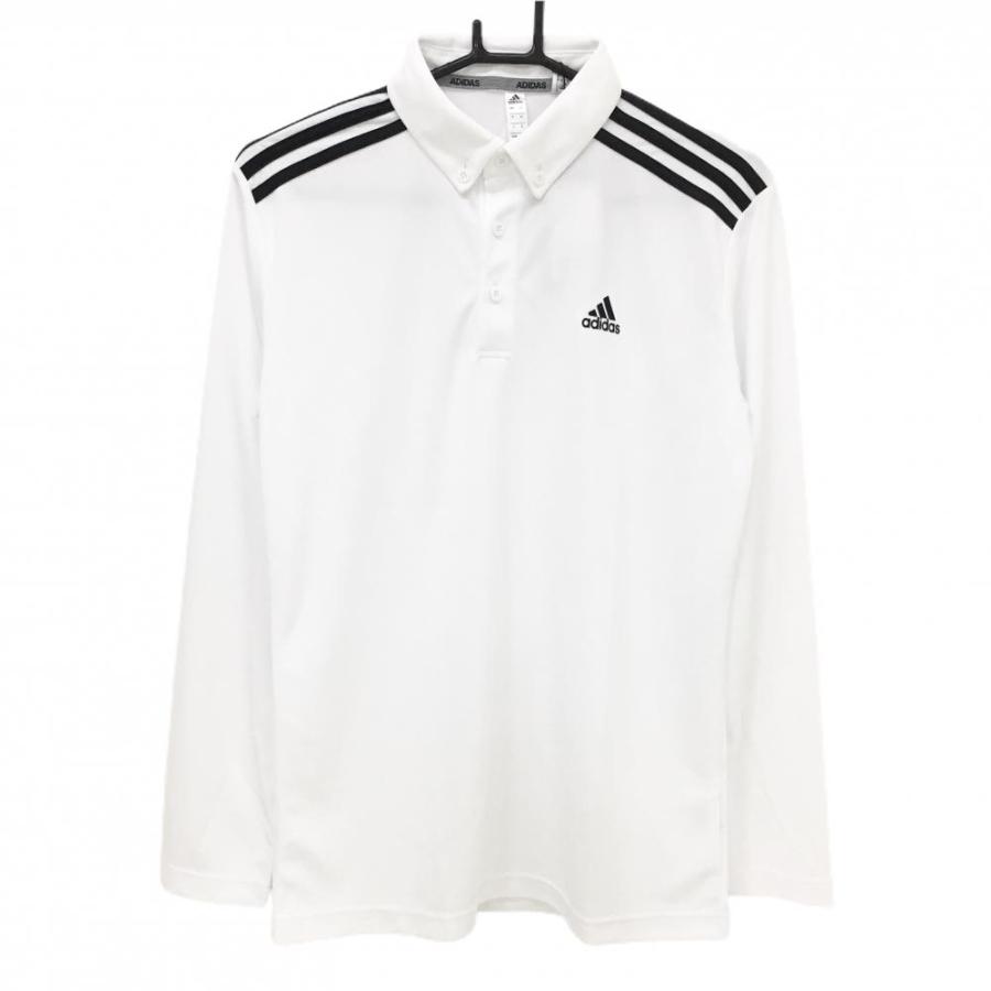 adidas 長袖ポロシャツ 3号 ホワイト いち早く 秋に向けて adidas 長袖