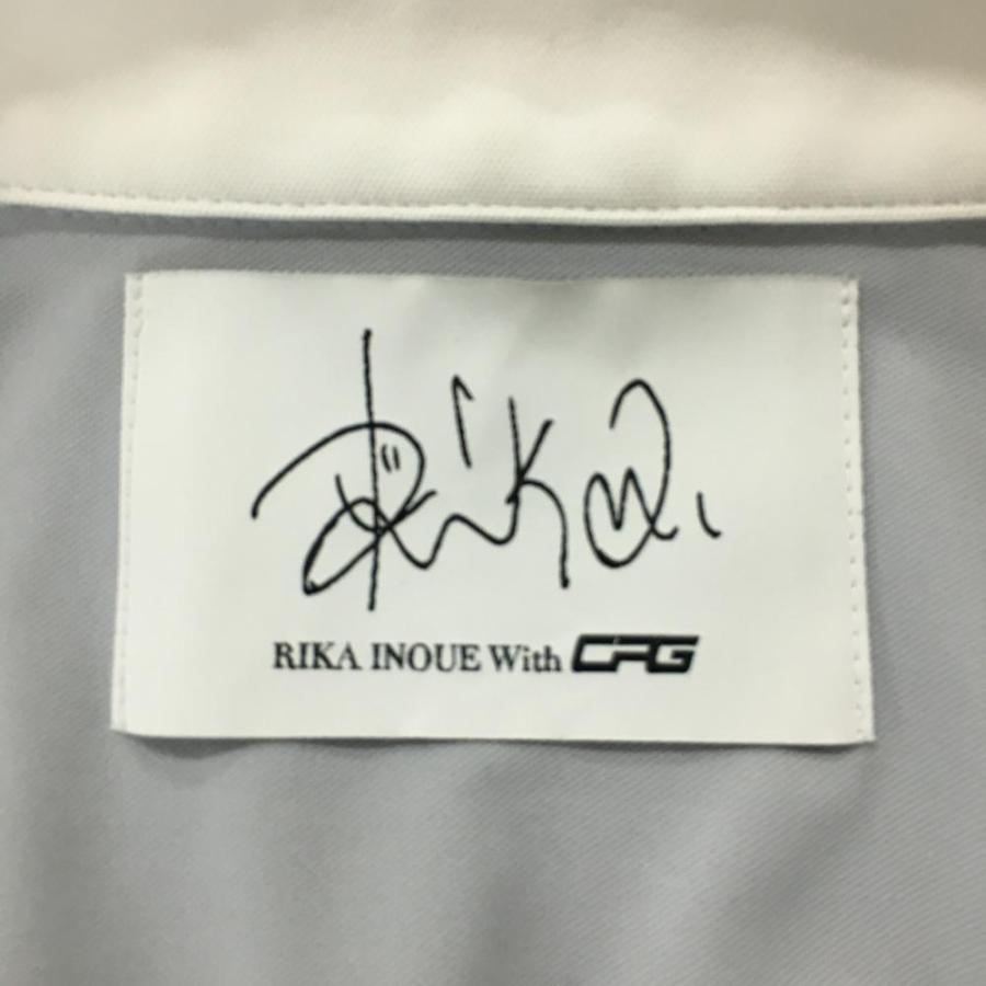 【美品】CPG 半袖ポロシャツ グレー×白 井上莉花コラボ商品 シリコンワッペン レディース 2(M) ゴルフウェア 2023年モデル CPG 美品】CPG 半袖ポロシャツ グレー×白 井上莉花コラボ商品 シリコン