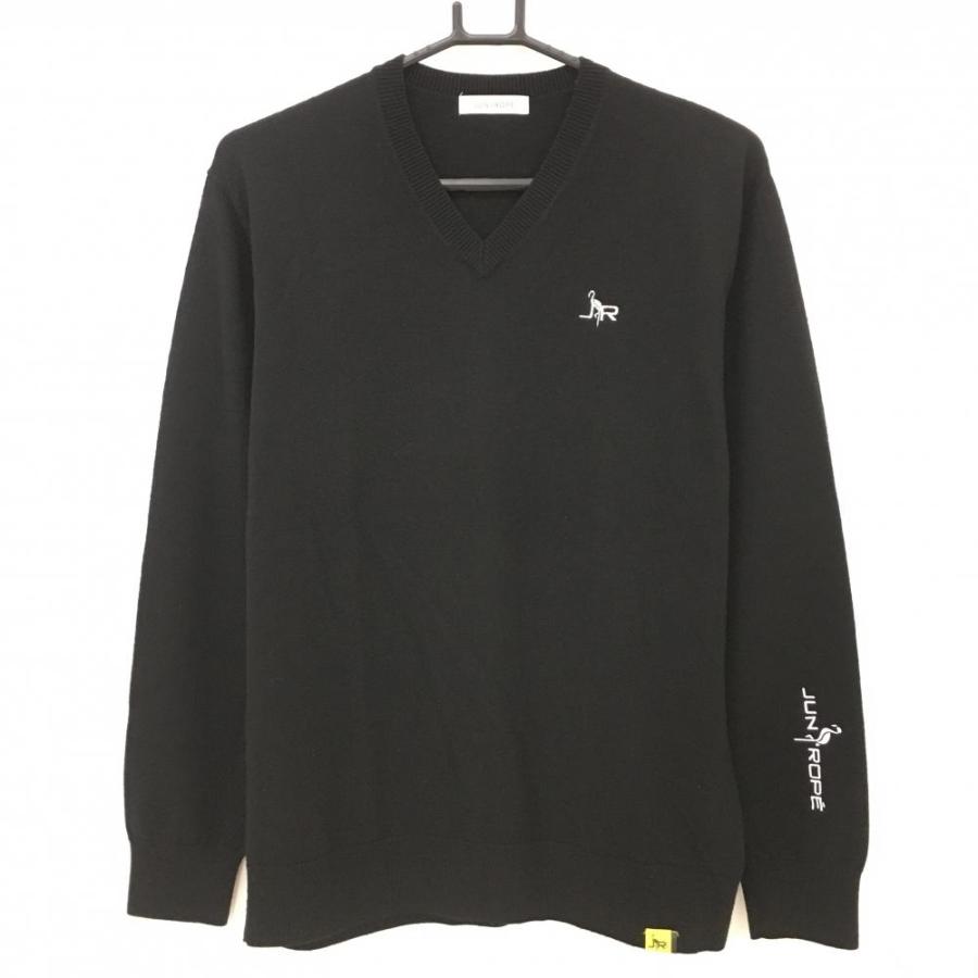 JUN & ROPE 黒 Vネックセーター JUN & ROPE 黒 Vネックセーター JUN&ROPE' 【美品】ジュン