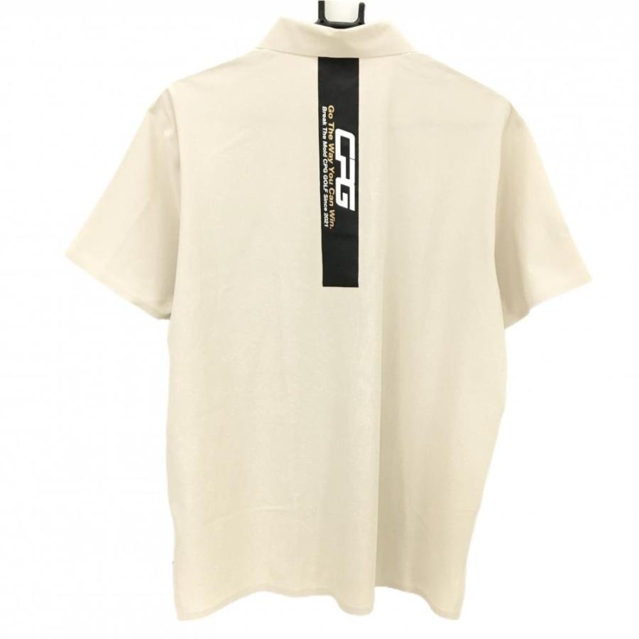 CPG GOLF　半袖　ポロシャツ　ビックロゴ　ゴルフウェア　ベージュ系　XL 美品】CPG 半袖ポロシャツ ベージュ×黒 ビッグロゴ メンズ L ゴルフ
