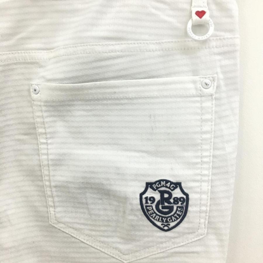 PEARLY GATES パーリーゲイツ パンツ 白 ロゴネイビー 地模様