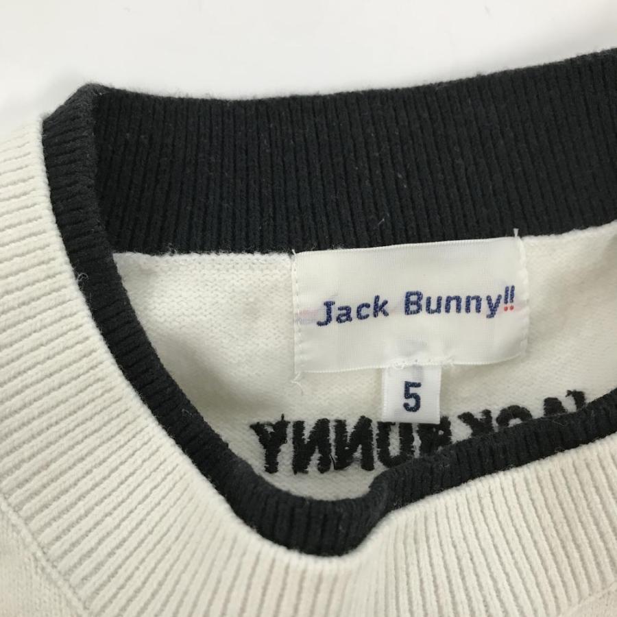 Jack Bunny!!（ジャックバニー） セーター 白×黒 フロントロゴ刺しゅう