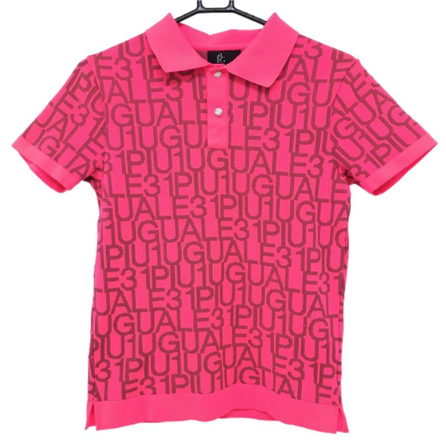 美品】1piu1uguale3 ゴルフ ポロシャツ ニット ロゴ柄 Ⅵ ☆SALE