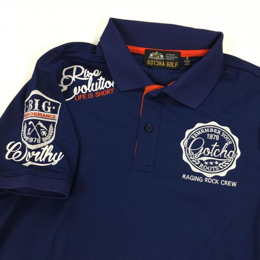 GOTCHA GOLF 【美品】ガッチャゴルフ 半袖ポロシャツ ネイビー×白
