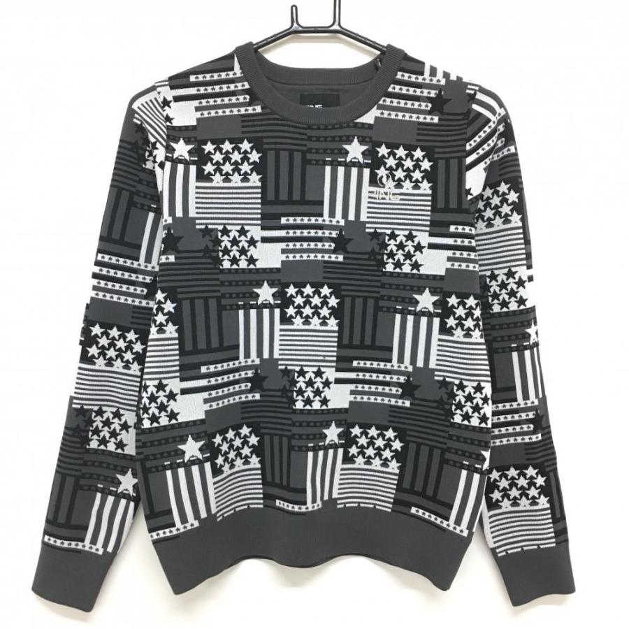 PING（ピン） セーター グレー×白 総柄 星 ロゴ刺しゅう ニット