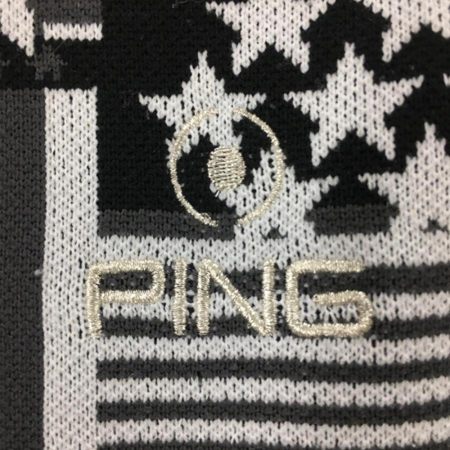 PING（ピン） セーター グレー×白 総柄 星 ロゴ刺しゅう ニット