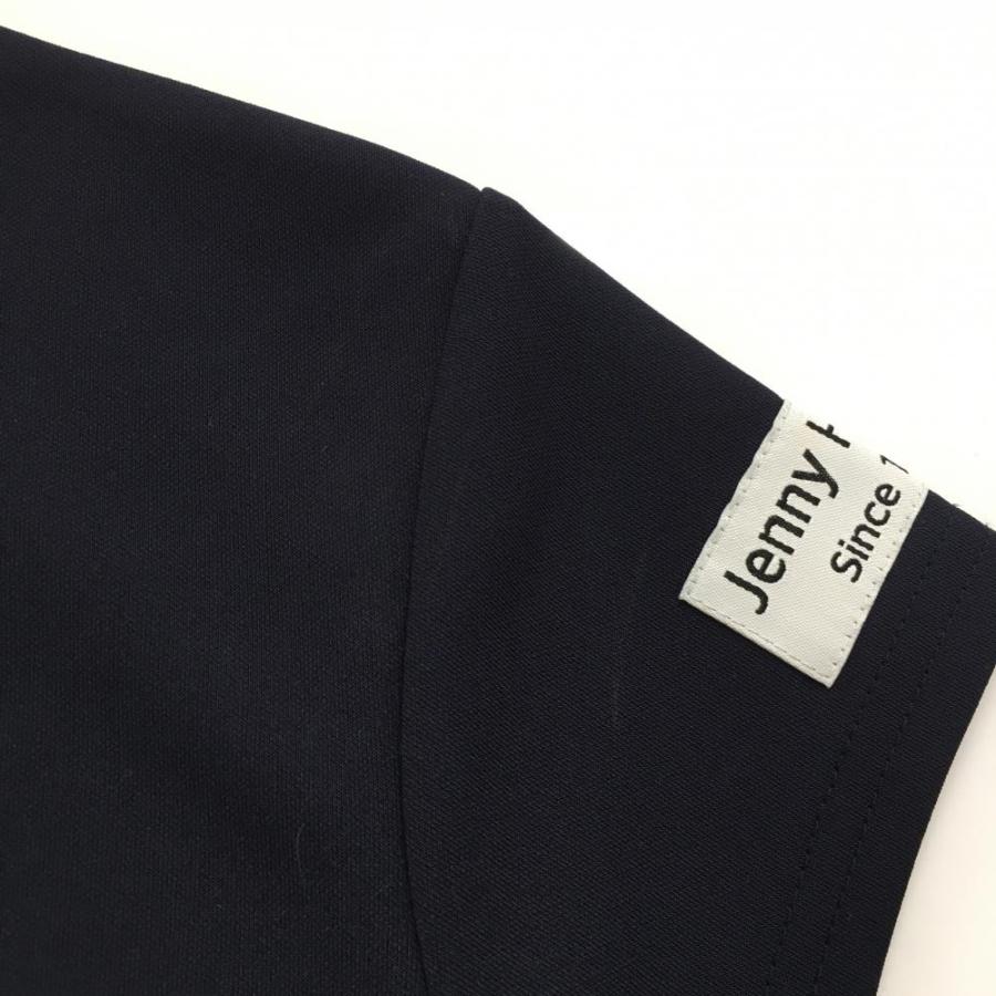 美品】ジェニーハーツ 半袖ハイネックシャツ ネイビー フロントロゴ