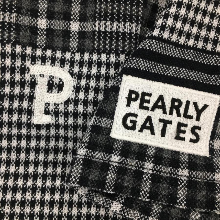 PEARLY GATES（パーリーゲイツ） 半袖ポロシャツ 黒×白 チェック切替総