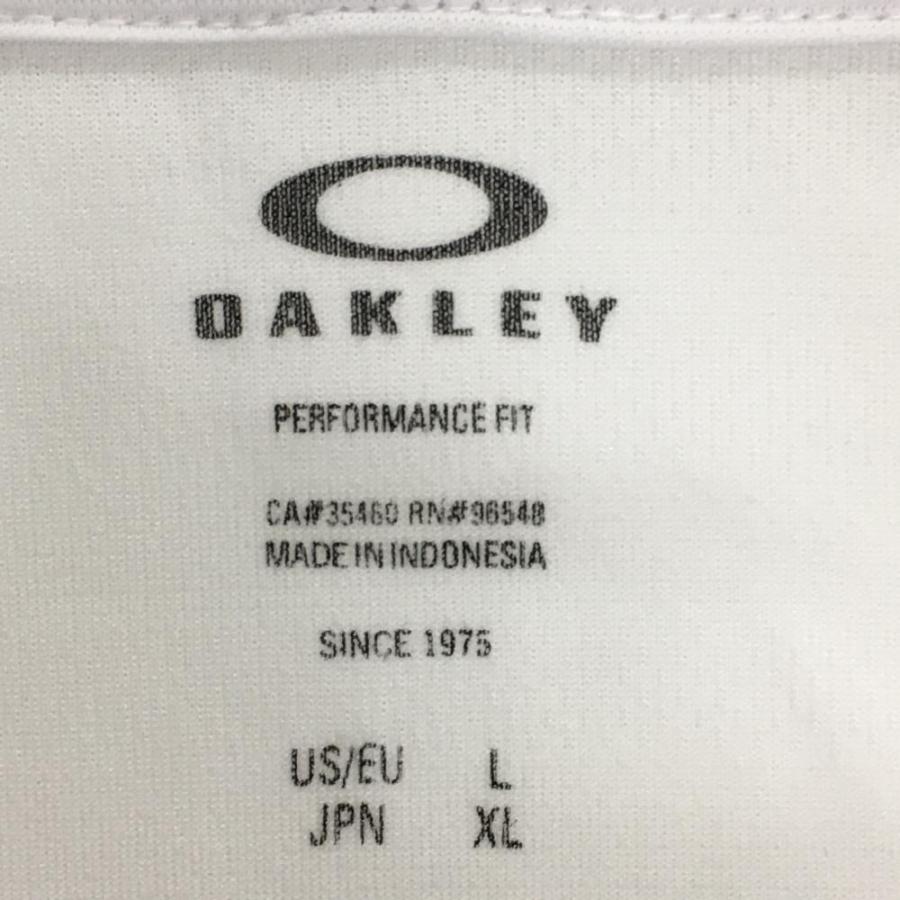 OAKLEY（オークリー） 半袖ポロシャツ 白 ロゴ黒 ハーフジップ 袖下