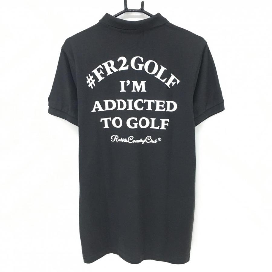 エフアールツーゴルフ 半袖ポロシャツ 黒 バックプリント シリコン