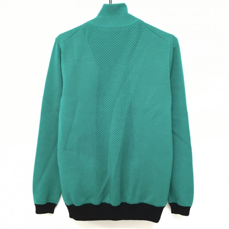 デサントゴルフ ウール混 中綿ニットジャケット グリーン×黒 Mサイズ DESCENTE GOLF 【美品】デサントゴルフ 中綿ニットジャケット グリーン