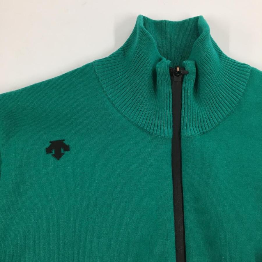 デサントゴルフ ウール混 中綿ニットジャケット グリーン×黒 Mサイズ DESCENTE GOLF 【美品】デサントゴルフ 中綿ニットジャケット グリーン