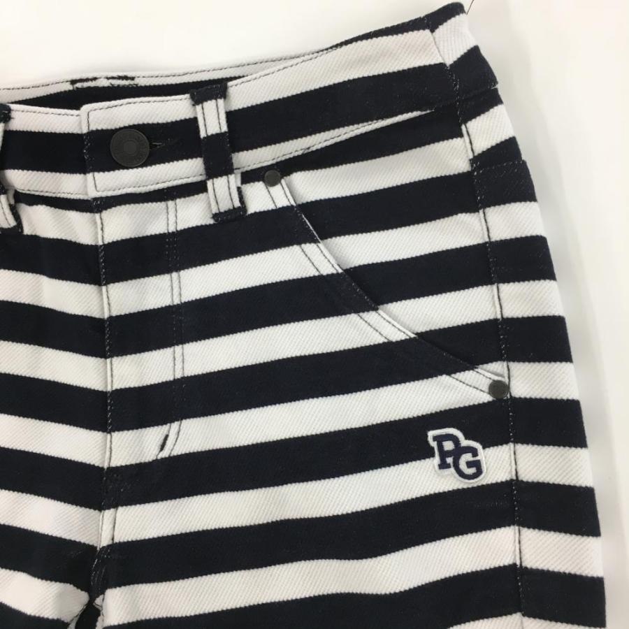 【新品】パーリーゲイツ パンツ 白×黒 ボーダー 表微起毛 ストレッチ  レディース 00(XS) ゴルフウェア PEARLY GATESの画像