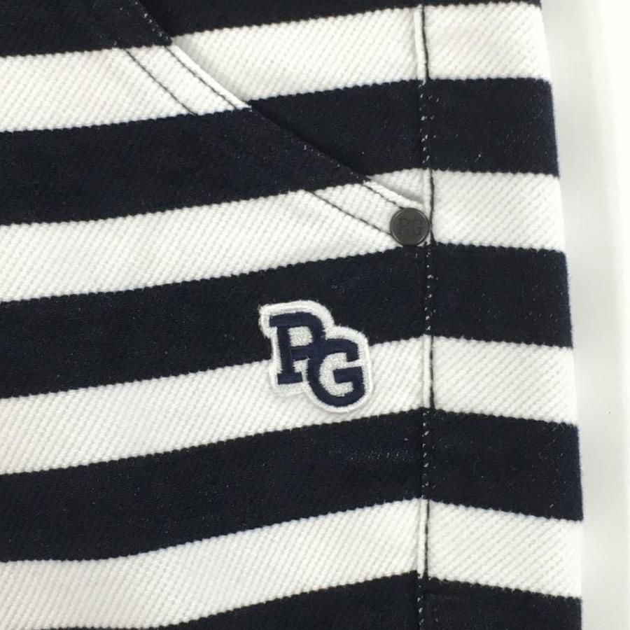 【新品】パーリーゲイツ パンツ 白×黒 ボーダー 表微起毛 ストレッチ  レディース 00(XS) ゴルフウェア PEARLY GATESの画像
