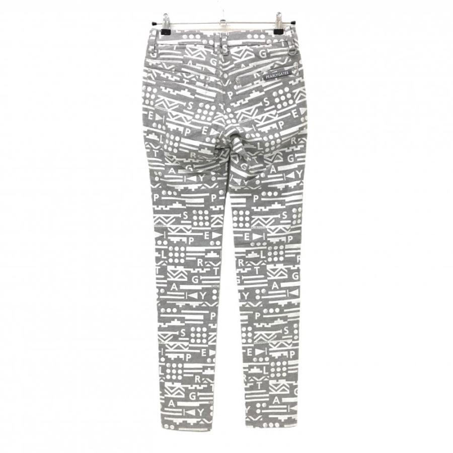 【新品】パーリーゲイツ パンツ グレー×白 総柄 表微起毛 ストレッチ  レディース 0(S) ゴルフウェア PEARLY GATESの画像