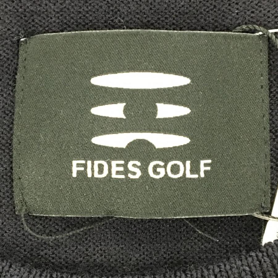 【新品】フィデスゴルフ セーター 黒×ブラウン フロントロゴ ウール100％ ニット  レディース S ゴルフウェア FIDES GOLFの画像