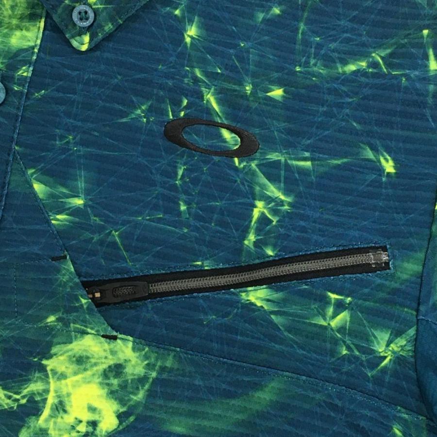 【美品】OAKLEY ポロシャツ　レオパード　ヒョウ柄　グリーン　ゴルフ　XL OAKLEY（オークリー） 【超美品】オークリー 半袖ポロシャツ グリーン