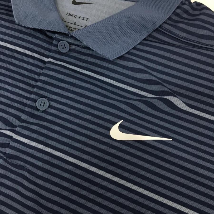 NIKE（ナイキ） 半袖ポロシャツ ネイビー×グレー ボーダー DRYFIT