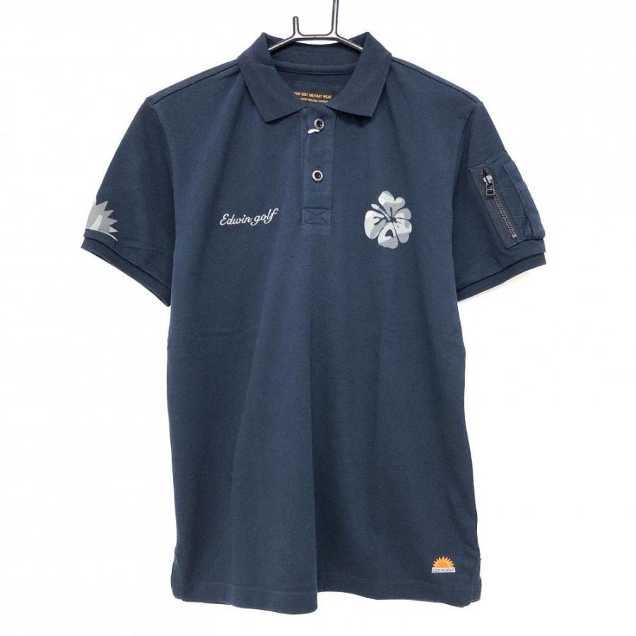 【新品】ヴィトゥエルヴ　ゴルフ　メンズ　ポロ　シャツ　ネイビー　L EDWIN GOLF エドウィンゴルフ 半袖ポロシャツ ネイビー×グレー 後ろ